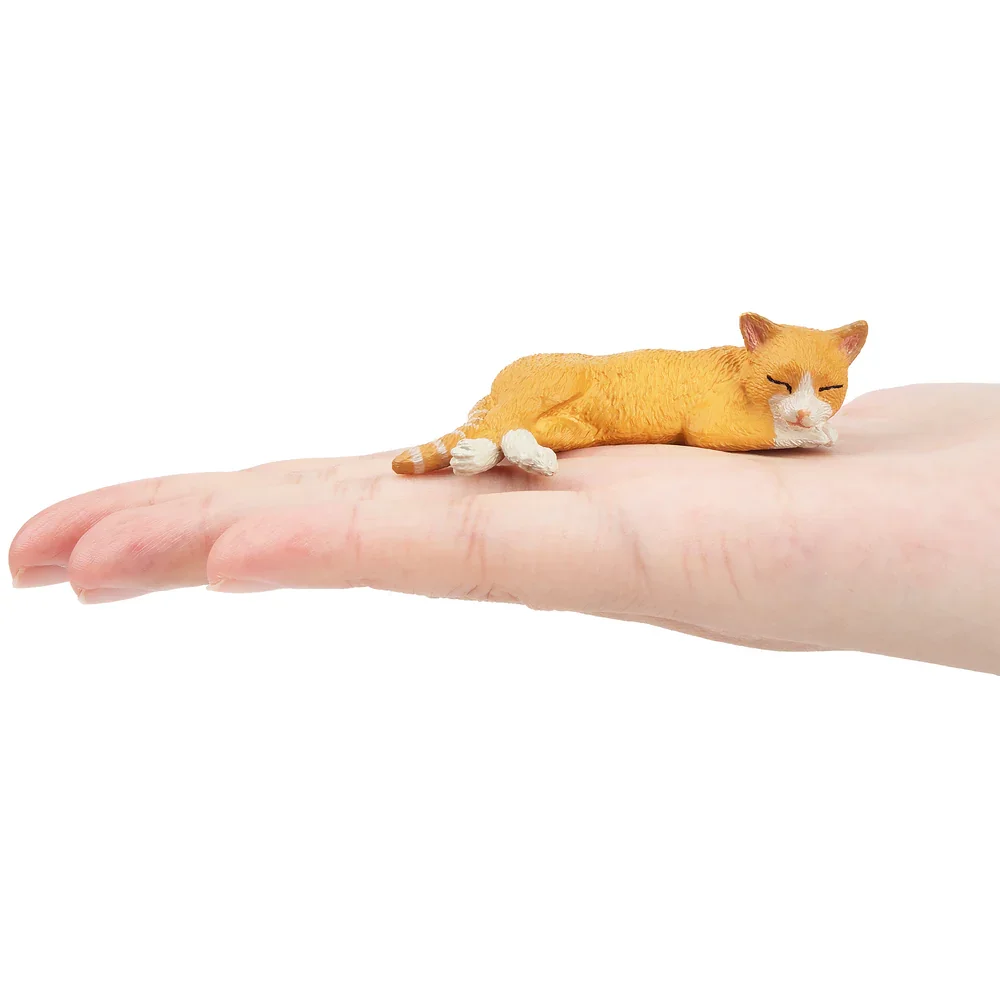 Toymany Simulation Lying Orange Cat Cat Pet Animal Model Toy Mini Figures Dolls Action Figurines Toys Children Gift
