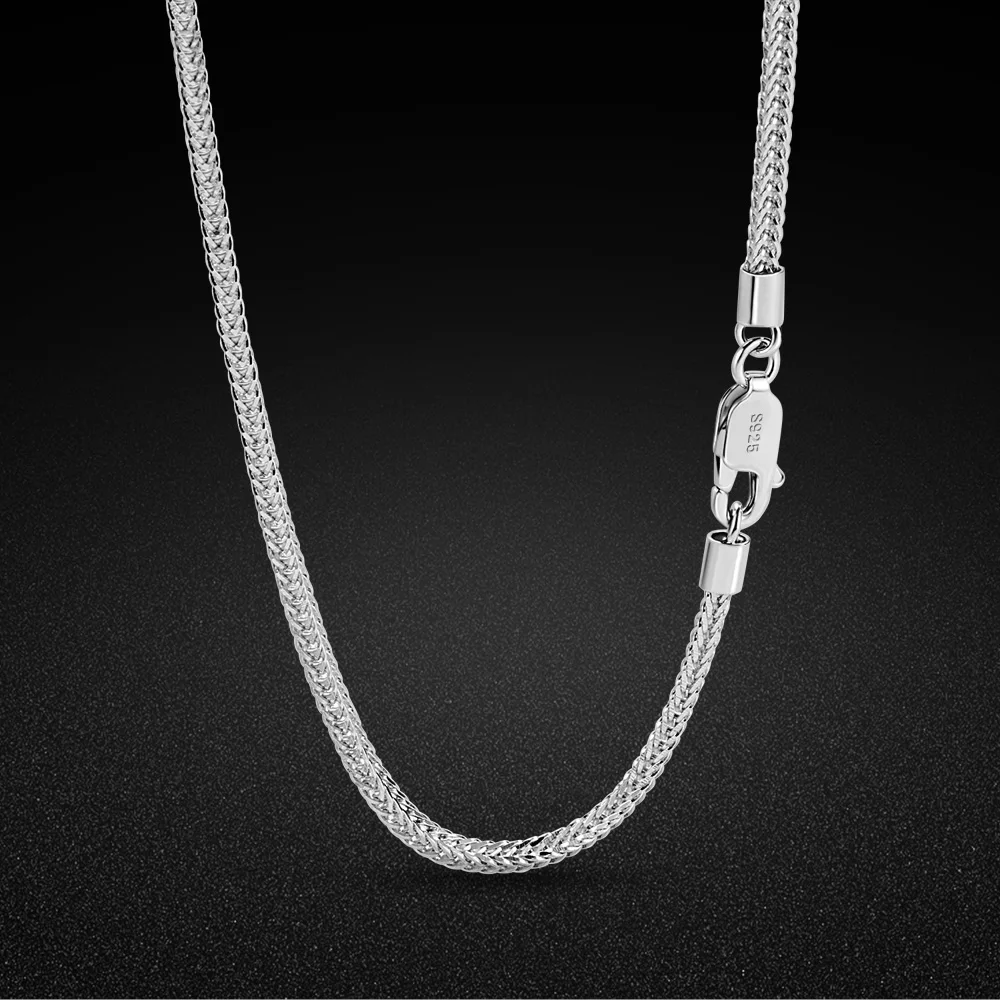 ユニセックスファッション-925スターリングシルバー-2mm-ショパンチェーンネックレス-スプリングバックル-ジュエリーギフト-女性＆女の子向け-ストリートスタイル-ステートメント