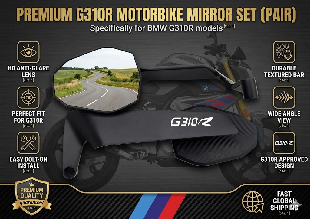 

Motorcycle CNC Rear View Mirrors HD Motorbike End Side Mirror For BMW G310R 2016 2017 2018 2019 2020 2021 G310-R G310 R