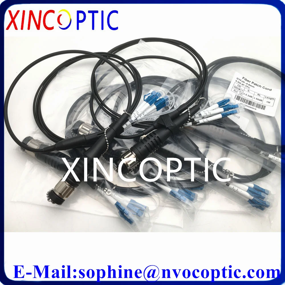 4Pcs SM,4Fibers,G657A1,0.5/1/2M,ODC Square Type (Female) to LC/SCUPC Connector,4Pcs 4C ODC Male-LC/SC Armored Fiber Patch Cord