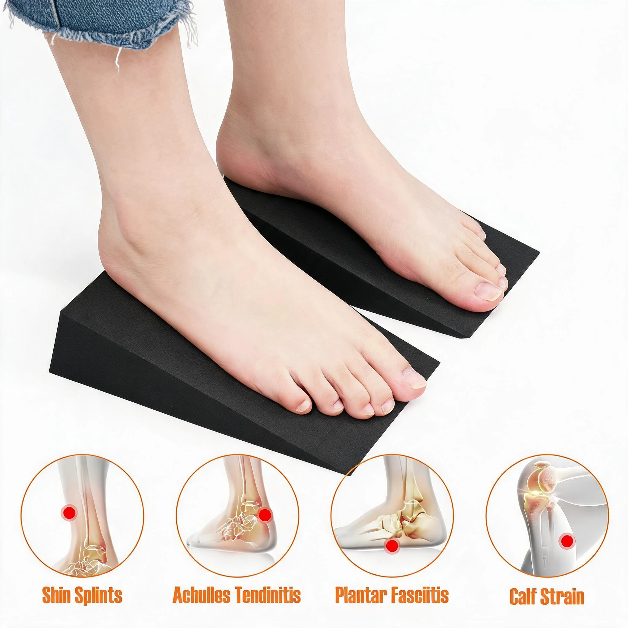 1Pair Yoga Block Squat Yoga Stretching Inclined Board Wedge Slant Board, Calf Stretcher, Balance Pad Foam Wedge 23x15x6cm