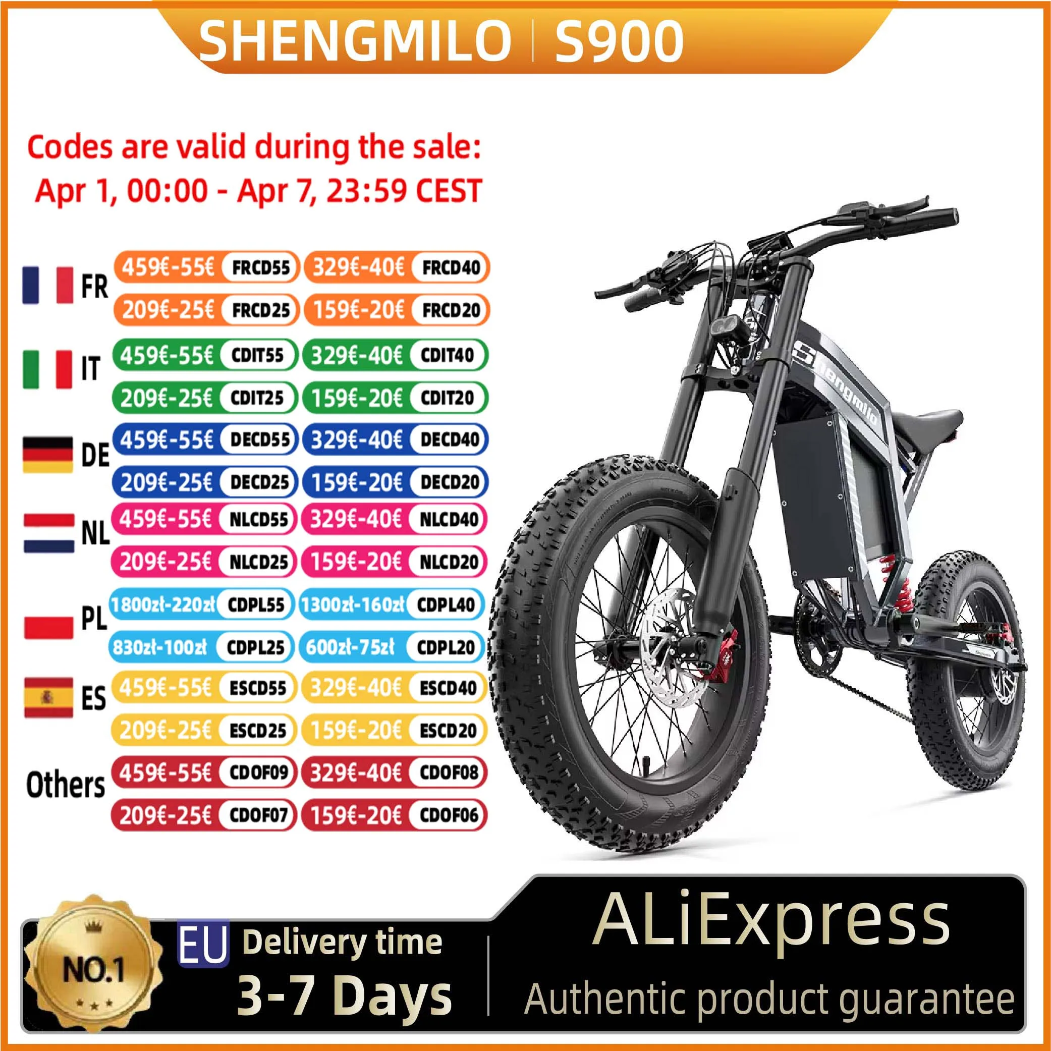 Shengmilo S900 vélo électrique pour adulte 1500W60V30Ah batterie montagne tout-terrain moto 20*4.0 pouces gros pneu e-bike