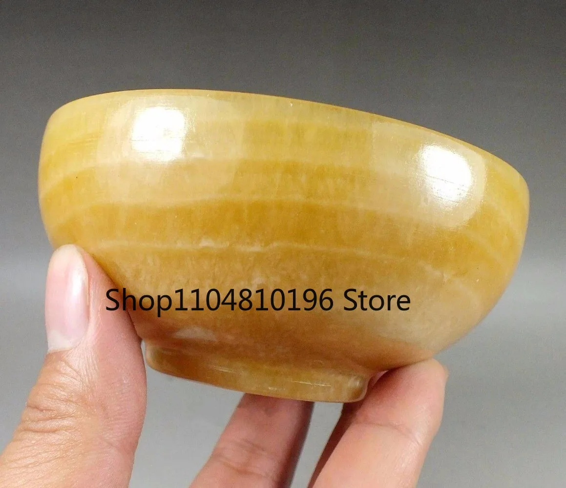 Chinese jade yellow jade handmade small topaz bowls teacup d419