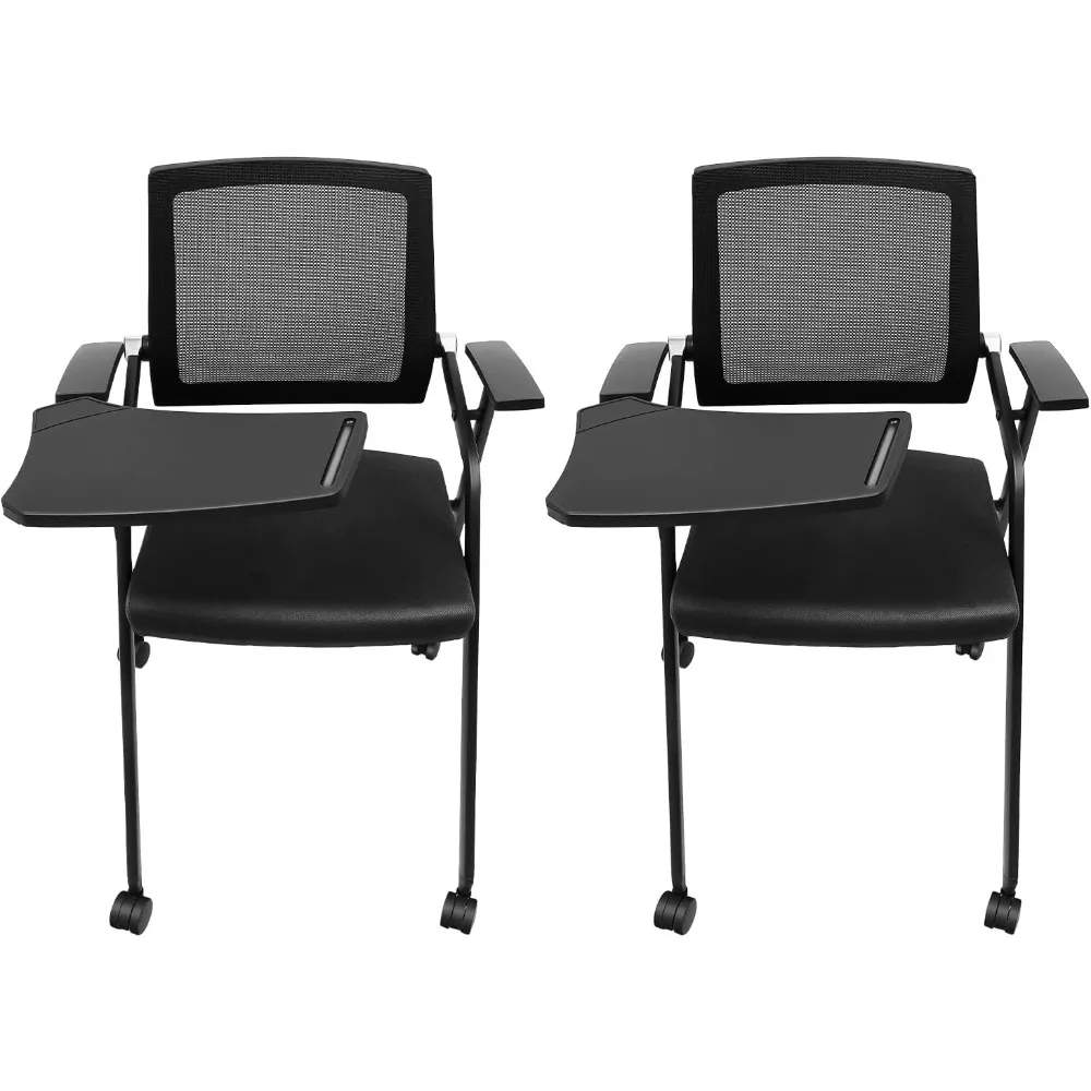 

2 Pack Conference Chairs,Tablet Arm Chair with Caster Wheels,Office Foldable Desk Chair 440lbs Capacity with Breathable Mesh Bac