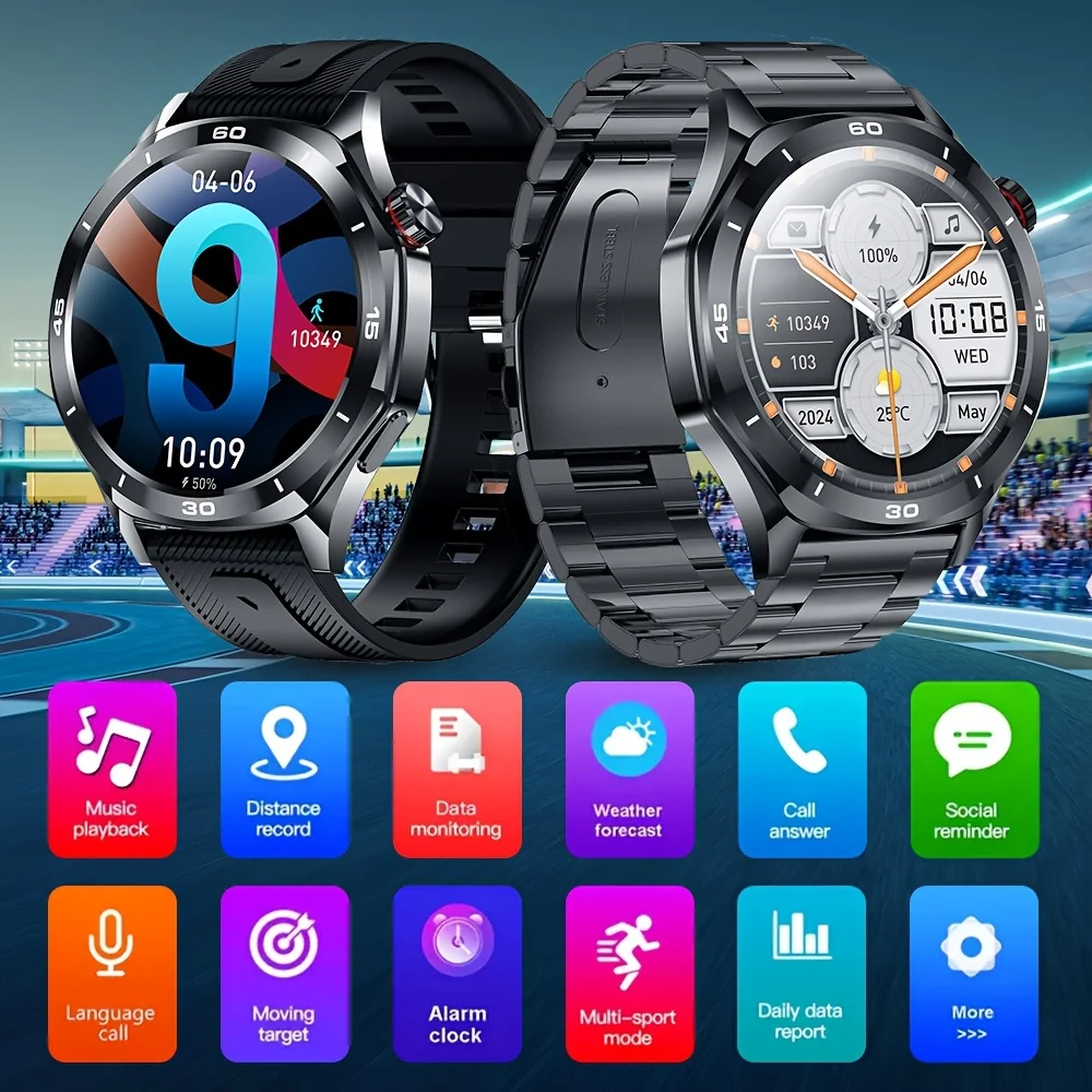 2025 ساعة خارجية جديدة 5 ساعة ذكية للرجال HD AMOLED شاشة معدل ضربات القلب بلوتوث الحديث IP68 مقاوم للماء ساعة ذكية للرجال لنظام أندرويد