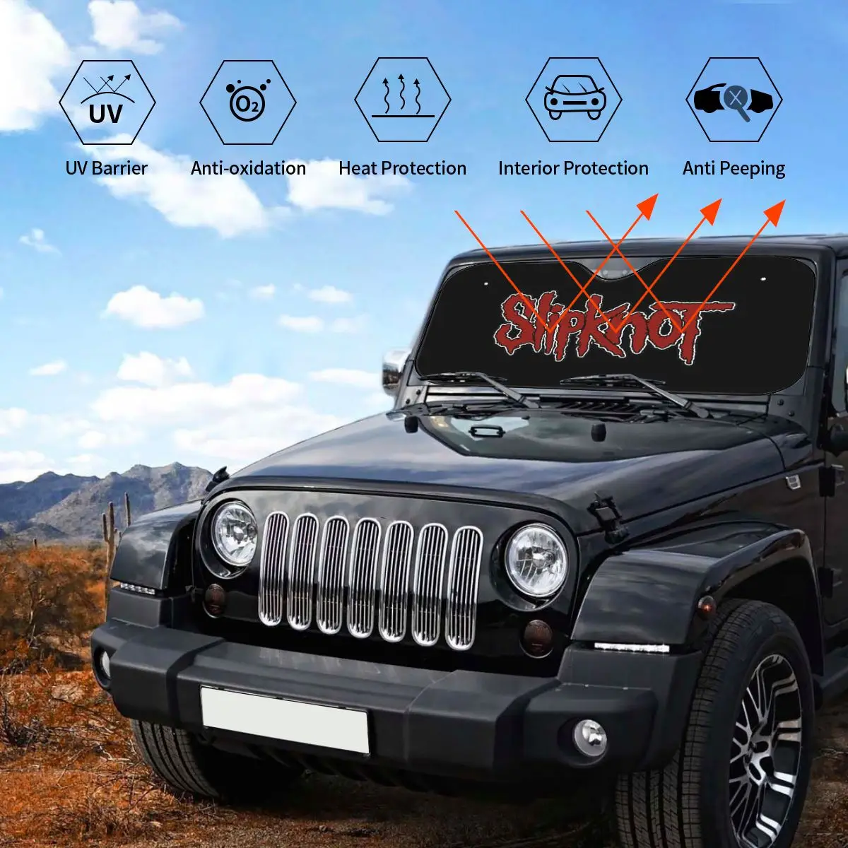 Rock S-Slipknots Heavy Mental Sunshade Windscreen Funny Cover Front Block Window Car Window Windscreen Cover Car-styling