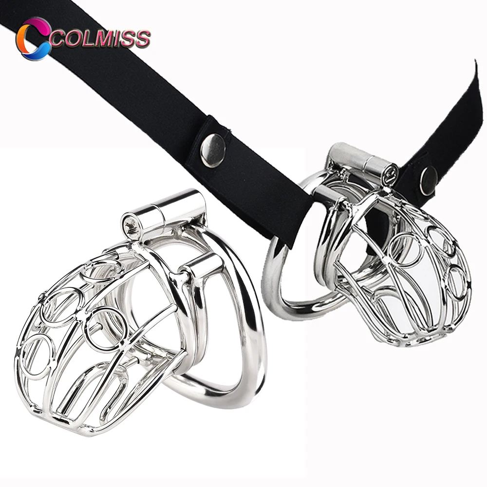 

COLMISS Male Chastity Cage Abstinence PA Lock Curve Penis Rings Chastity Belt Cock Cages Bondage Device BDSM Sex Toy For Men Gay