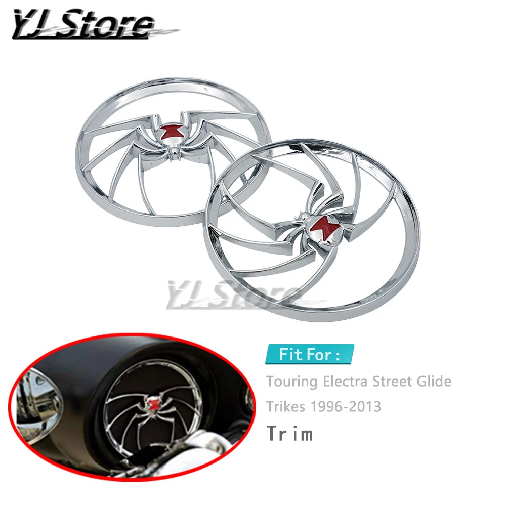 

Fit For Harley Touring Electra Street Glide Trikes 1996-2013 Motorcycle Chrome Widow Spider Speaker Trim Grill Cover Case