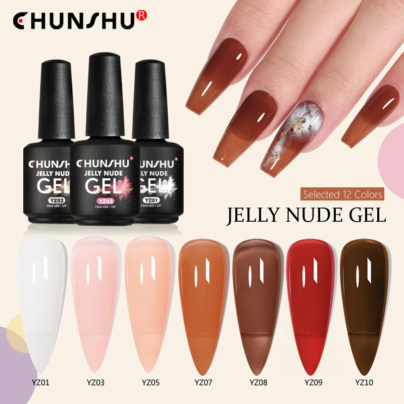 

CHUNSHU Nude Gel Polish Translucent Milky Pink Jelly Nail Gel 15ML Glaze Amber Coloured Nail Art Semi Permanent Varnish Manicure