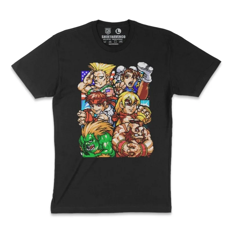 

00012645#A-SF2 Characters Tshirt Street Fighter Arcade shirt Cool tshirt Gaming Tshirt Fighting Game tshirt Streetfighter 2 Gift