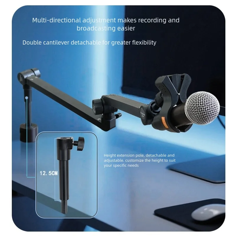 Desktop Live Streaming Microphone Mechanical Arm Stand Heavy Duty High Load Capacity Condenser Handheld Microphone Stand