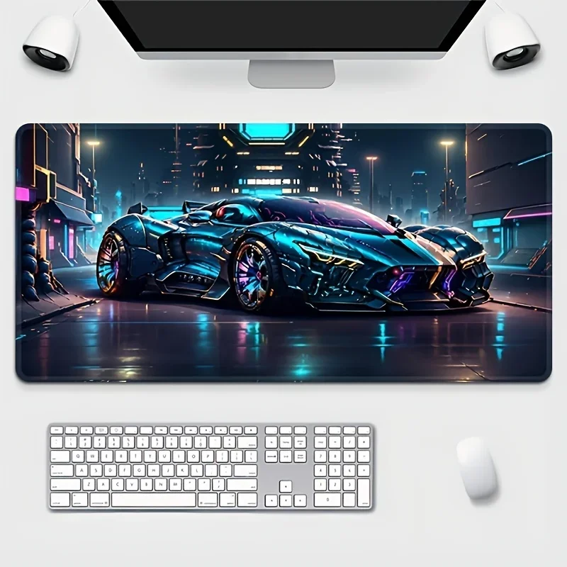 Mouse Pad Sci-Fi Sports Car Design Desk Mat Seamless Edge Rubber Non-Slip Base Keyboard Pad Gaming Accessory for Office and Home