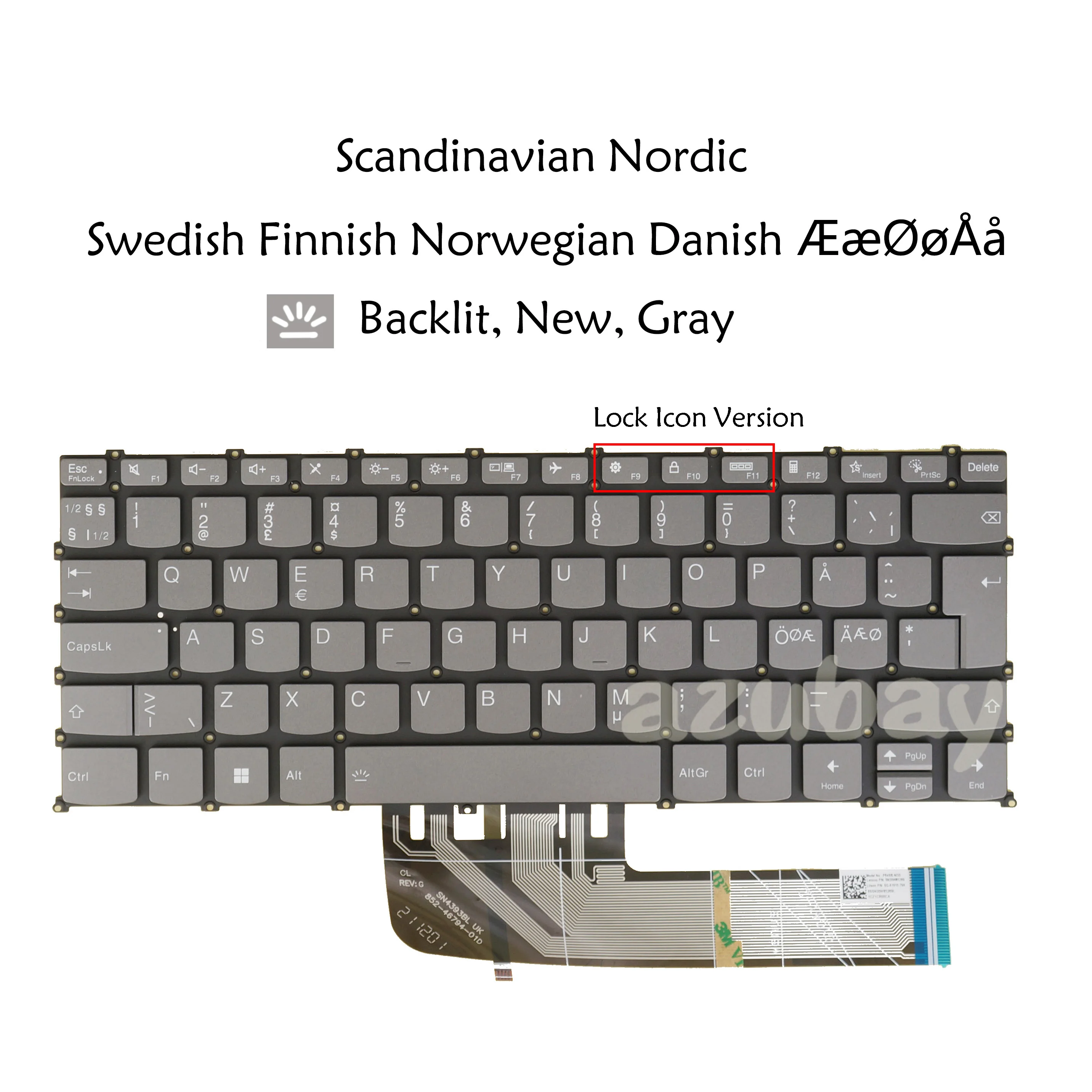 

ND Swedish Finnish Danish Norwegian Backlit Laptop Keyboard For Lenovo ThinkBook 14s Yoga G2 IAP, 14s Yoga G3 IRU, 14s Yoga ITL