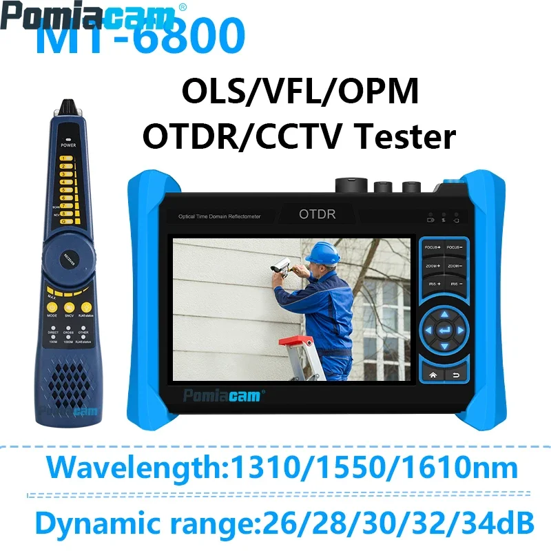 MT-6800 8K H.265 IP 4K HDMI Output with Cable Tracer Visual Fault Locator Optical Power Meter 5.4 inch Multifunction OTDR