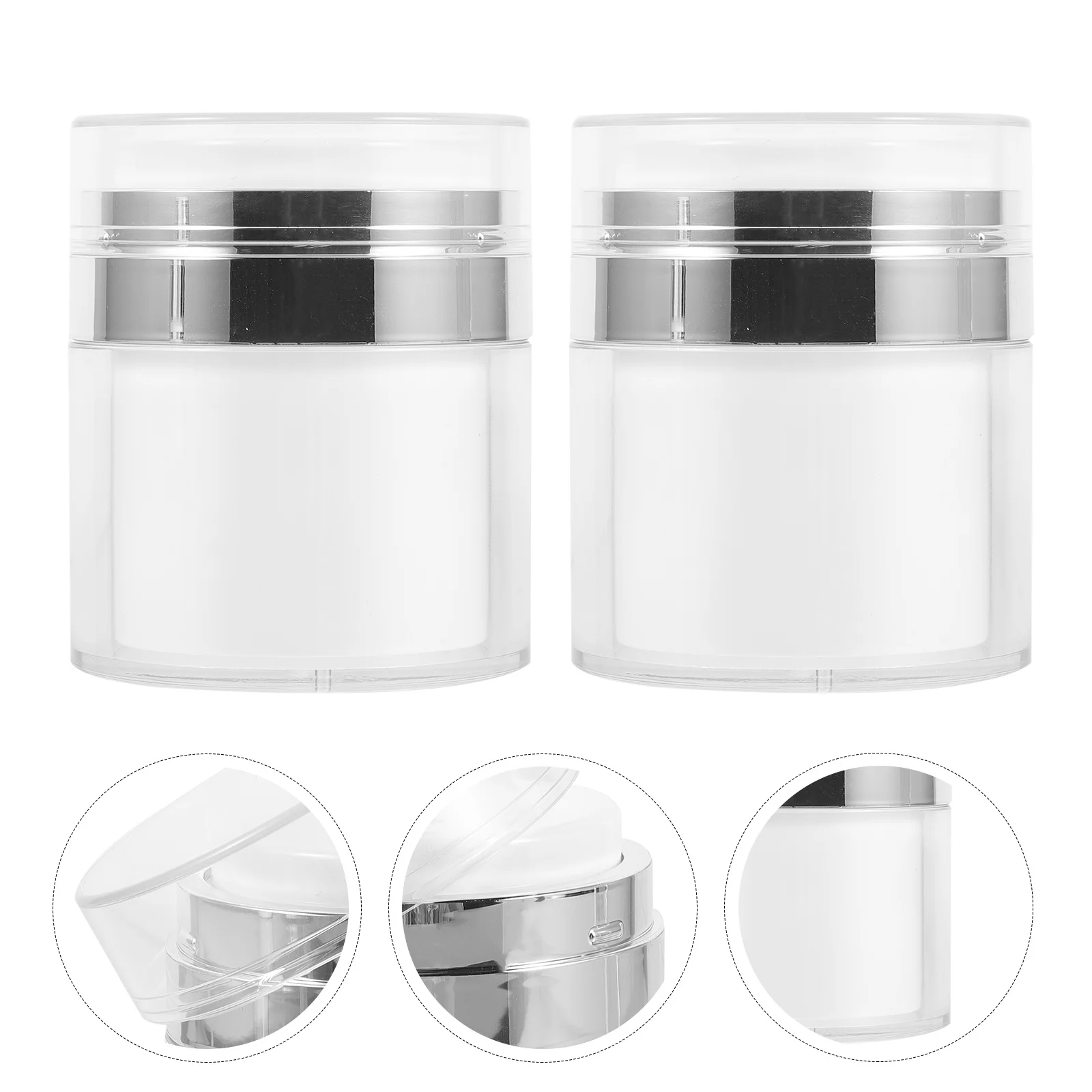 2pcs 50Ml Empty Jar Airless Pump Refillable Travel Lotion Bottle For Cream Moisturizer Foundation Serum Lightproof As