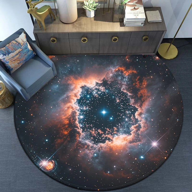 

Luxury Cosmic nebula Round rug，Soft Non-Slip durable Floor Mat，carpets for living room/Classrooms/Home Planetarium/space lovers