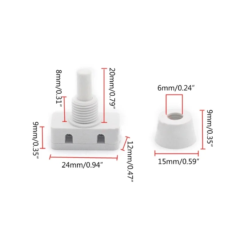 Self-locking ON/OFF Push Button AC250V 10A 2 Pins Latching for Lamps Industrial Field Mini Power Switches