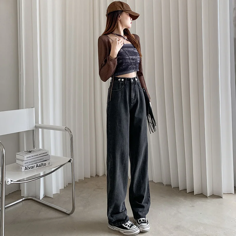 Jean marron Harajuku Y2K, à volants empilés, plissé, drapé, fente fendue, détail asymétrique, Denim féminin, mode Unique et élégante