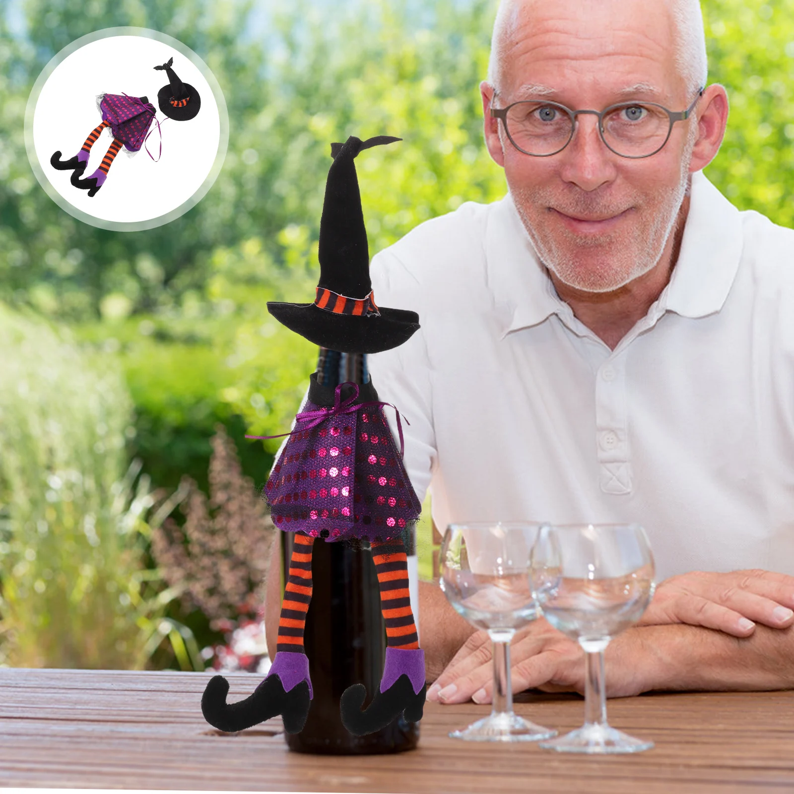 

2pcs Halloween Covers Festive Witch Hat Holiday Bottle Covers Charming Halloween Party Accessories Reusable for