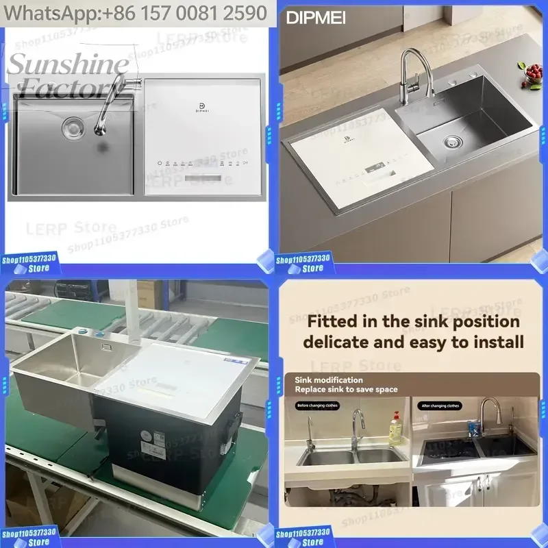 6 Sets Tableware Large Capacity Dishwasher 220v Fully Automatic Built-In Washing Drying Disinfection Storage Household