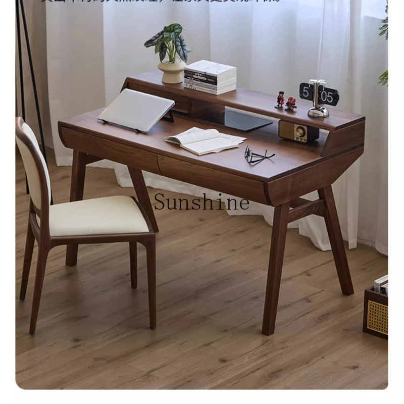 

Black walnut, solid wood writing desk, Nordic Japanese minimalism