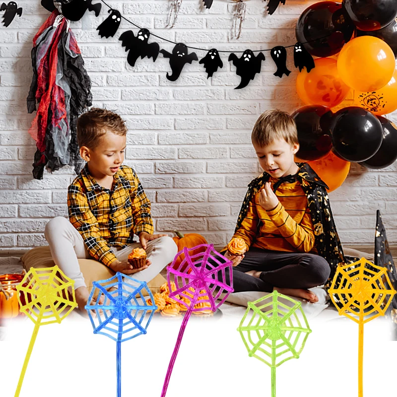 10/20/30Pcs Stretchable Climbing Spider Web Elastic Sticky Hand Spider Web Toys For Halloween Kids Birthday Party Gift Rewards