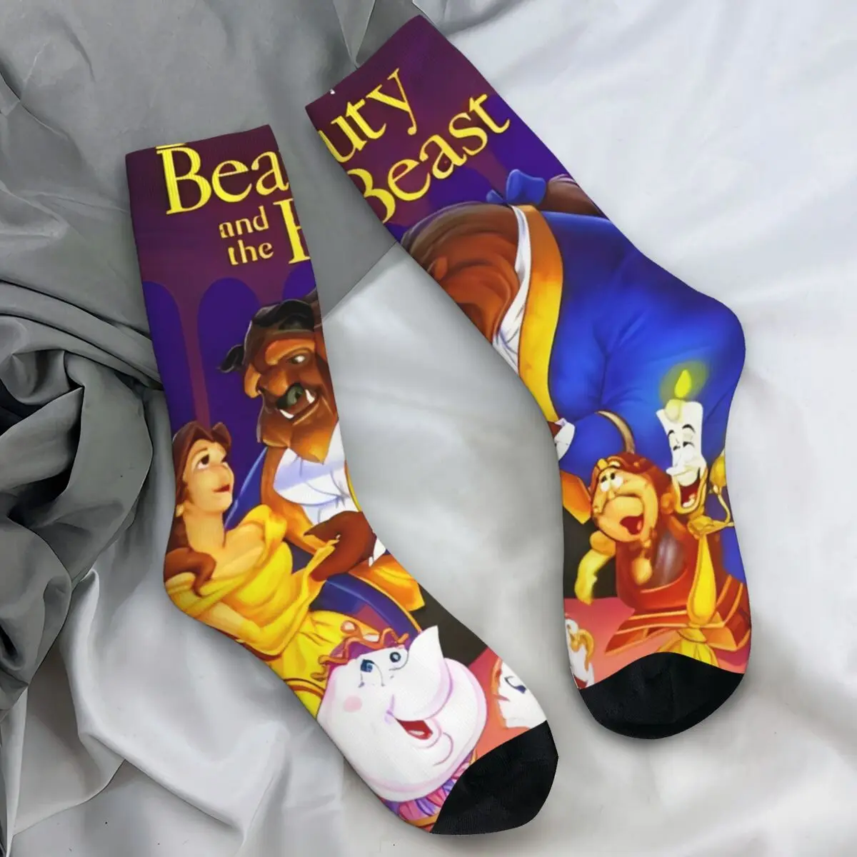 Beauty And The Beast Stockings Printed Fashion Socks Spring Non Slip Socks Women Men Running Sports Comfortable Socks