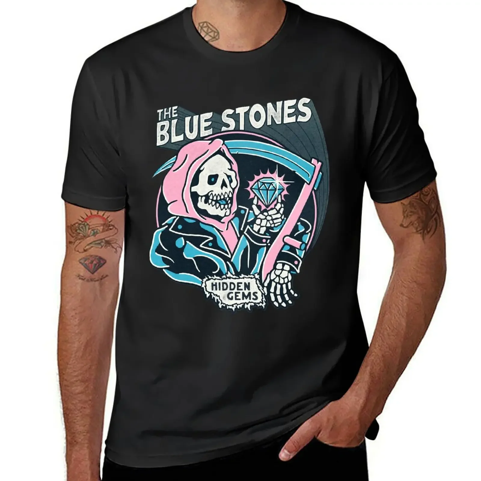 The blue stones - Hidden Gems - logo T-Shirt customizeds man clothes Aesthetic clothing summer tops outfits for men