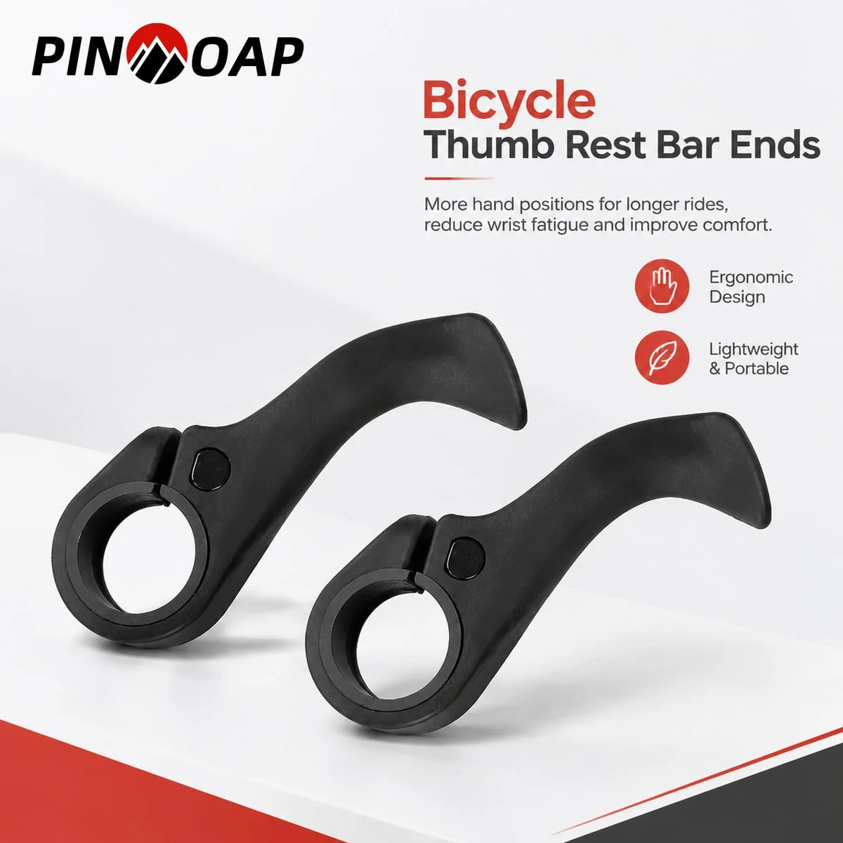PINMOAP 1Pair Bicycle Thumb Rest Bar Ends Bike Component Ergonomic Lightweight Hand Support Fit for MTB Long Distance Riding
