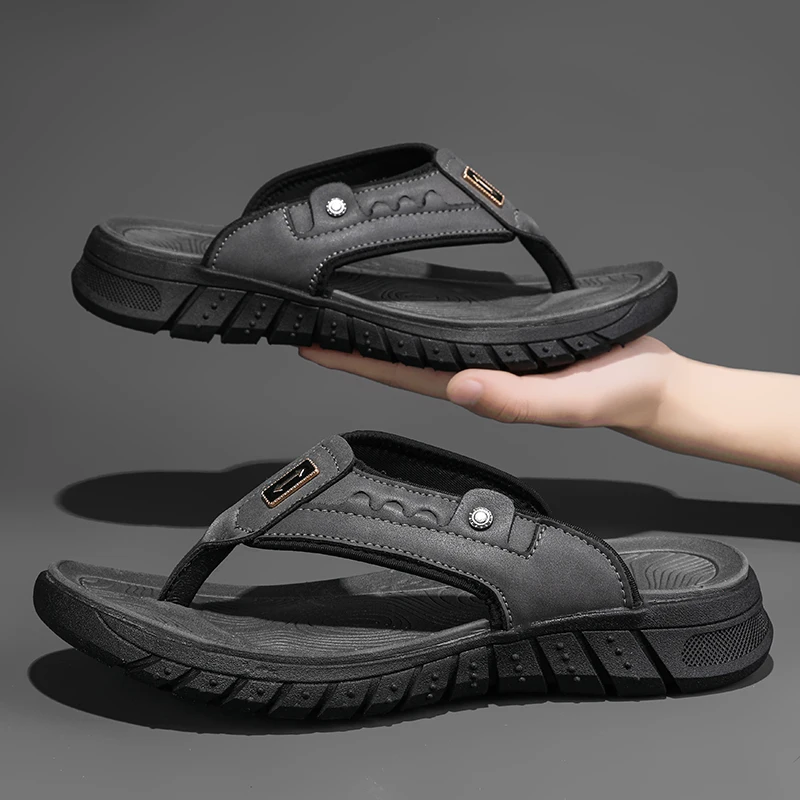 Mens Casual Slippers Summer Outdoor Open Toe Beach Shoes Soft Bottom Comfortable Vacation Indoor Sandals Fashion Non Slip Breath