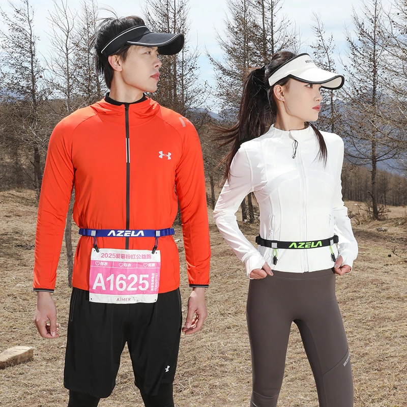 Paket Pinggang Uniseks Sabuk Nomor Balap Maraton Triathlon dengan Tempat Loop Gel Sabuk Lari Sabuk Kain Lari Motor Olahraga Luar Ruangan