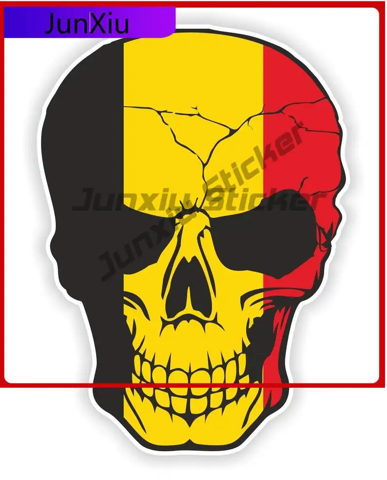 

Наклейка с изображением черепа Бельгии и флагом, креативная виниловая наклейка для мотоцикла, кемпера, защита от ультрафиолета, автомобильные аксессуары, наклейка для автомобиля, грузовика, внедорожника, окна, бампера