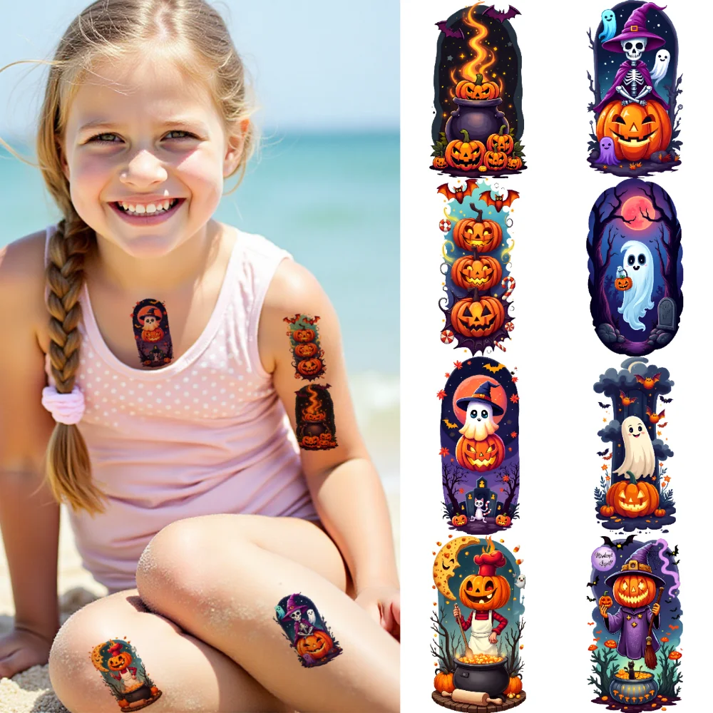 54pcs Temporary Tattoo Bat Stickers Waterproof Long-lasting Body Stickers Ghost Stickers Halloween For Cheeks Women Men