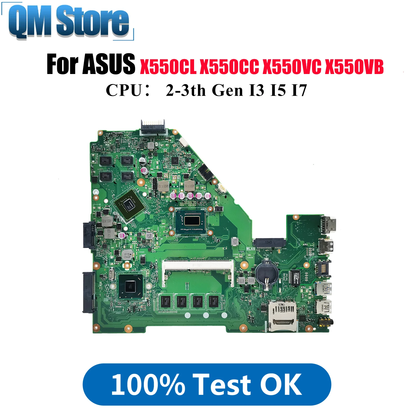 

Материнская плата для ноутбука X550CC для ASUS VivoBook Y581C R513C X550C A550V X552 X550CL X550CC X550VC X550VB с процессором I3 I5 I7