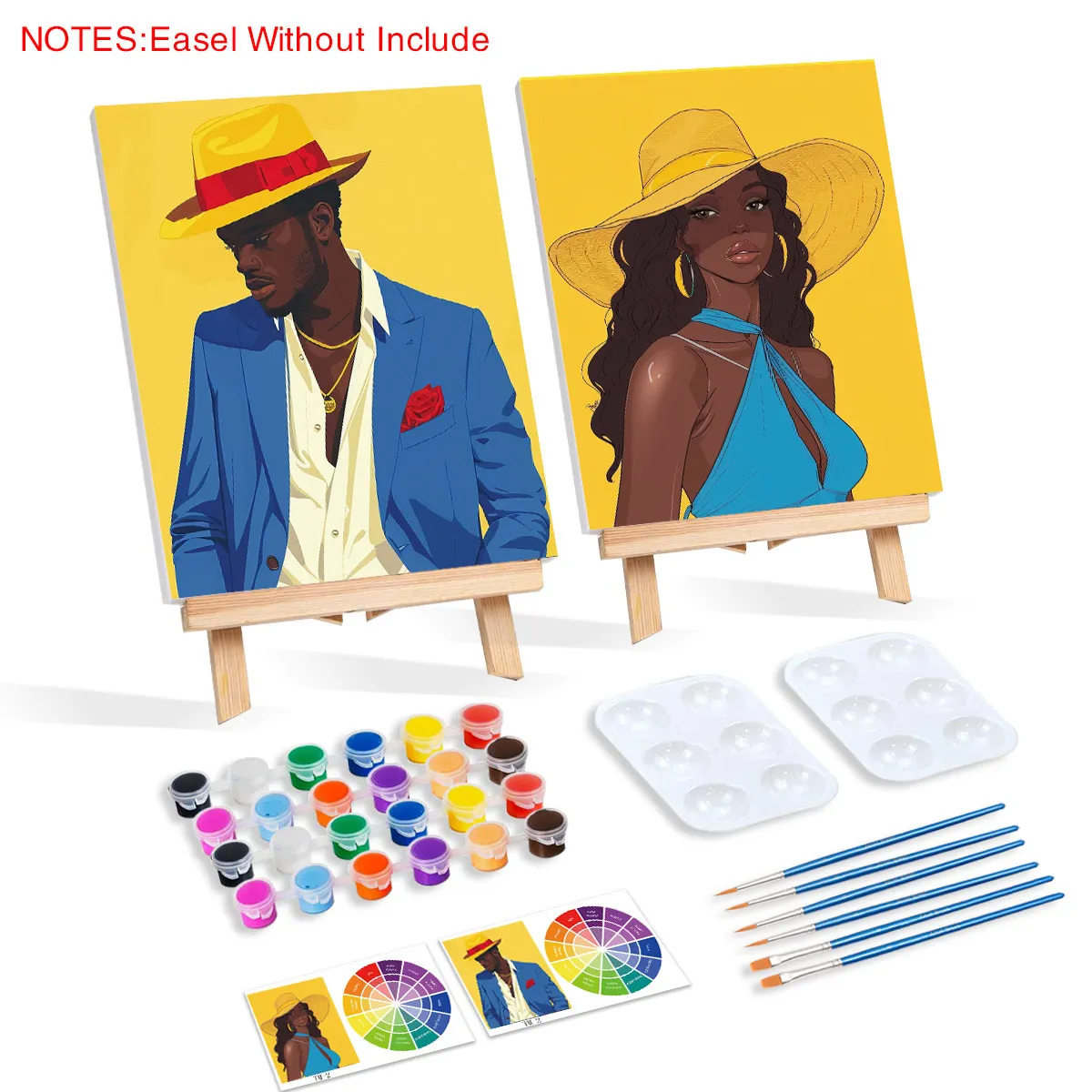 GATYZTORY 2pcs Framed Couples Paint Party Kits Pre Drawn Canvas For Paint And Sip Date Night Games For Couples Painting Kit