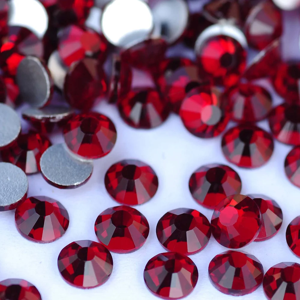 Koyu Siyam Kırmızı Rhinestones Düzeltme Olmayan Flatback Konfeksiyon Elmas 3D Glitter Nail Art Yapışkanlı Kristaller DIY Zanaat Dekorasyon için