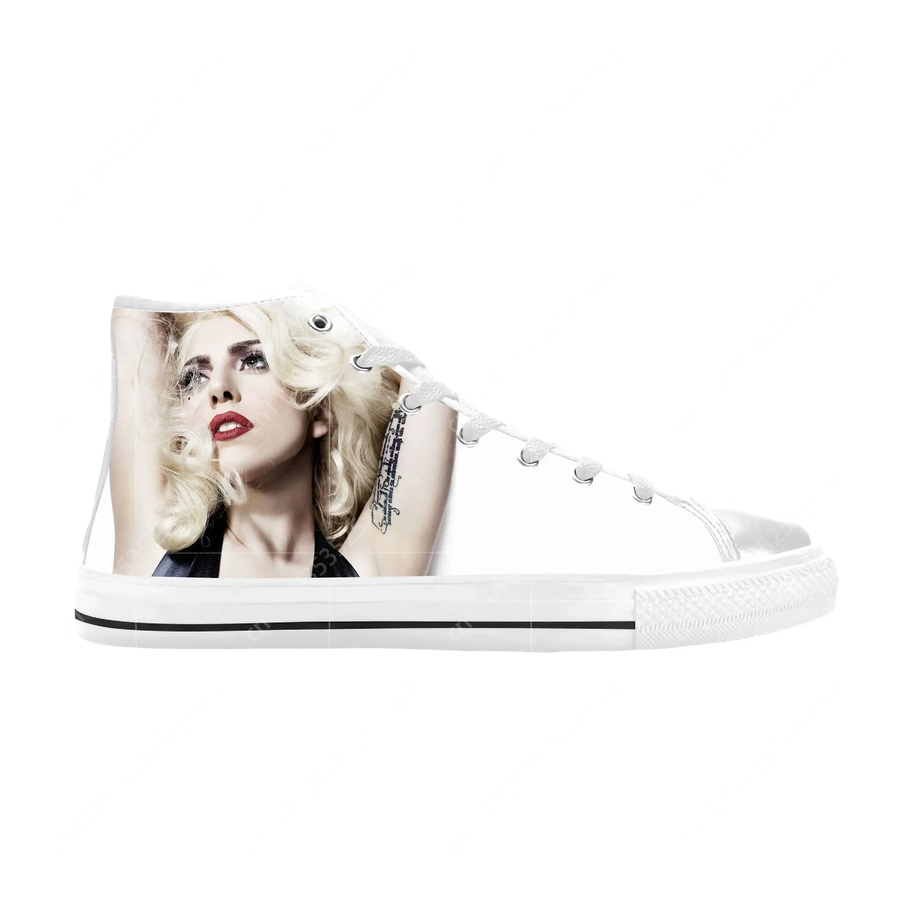 Lady Gaga Pop Singer Music Cute Fashion Popular Casual Cloth Shoes High Top Comfortable Breathable 3D Print Men Women Sneakers