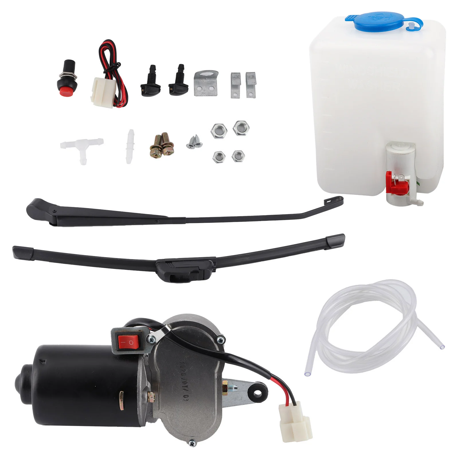 Electric Windshield Wiper Assembly Kit Motor Blade Arm Water Spout Pot Hose for UTV ATV Wiper Spray Bottle Electric Wiper Motor