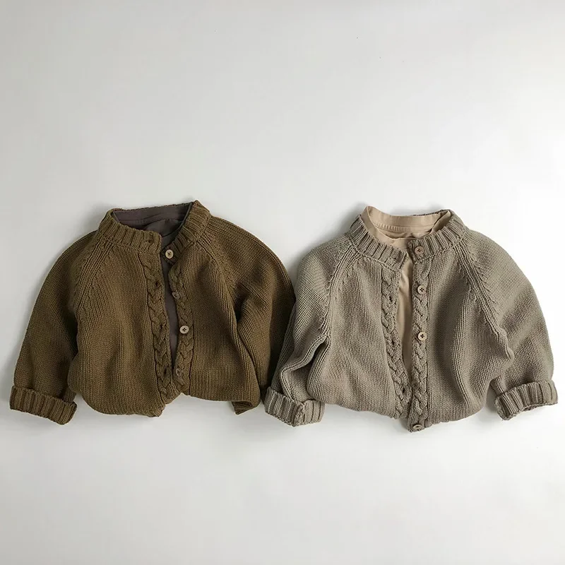 MILANCEL Maglione per bambini in stile coreano 1-6 anni Cardigan allentato per ragazzi Cappotto per ragazze lavorato a maglia retrò Capispalla