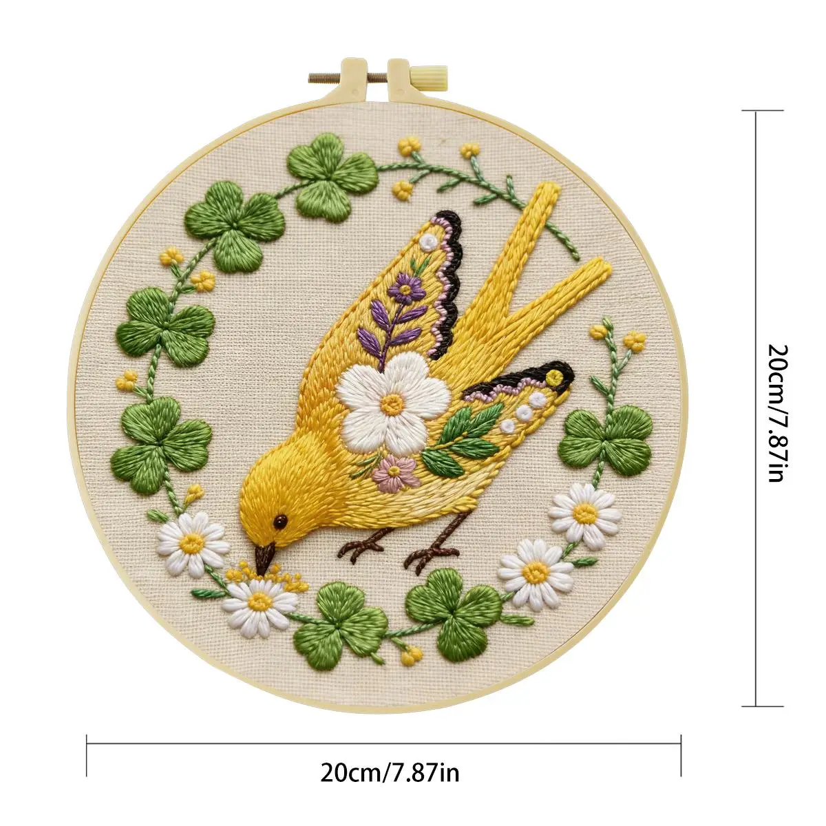 1 Stück 20X20CM/15X15CM 7,87/6,3 Zoll gelbes Vogel-Stickerei-Starter-Kit DIY-Kit DIY-Stickerei-Set Handarbeiten Heimdekoration – Detail 3