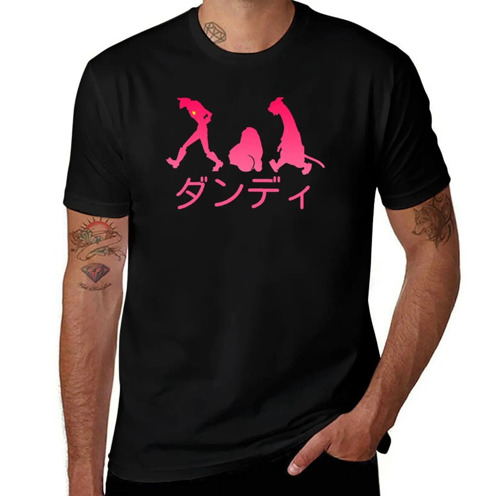 Space Dandy Silhouette Dandy (Pink) T-Shirt Comfortable Workout Short Sleeve Shirt T-Shirt
