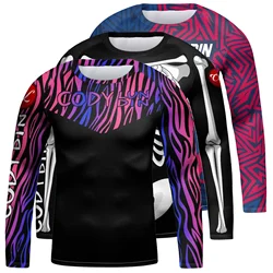 Kids Boxing Compression Shirt Long Sleeve MMA BJJ No Gi Jiu Jitsu T-Shirt Boys Children Exercise Training Running Sport T Shirt