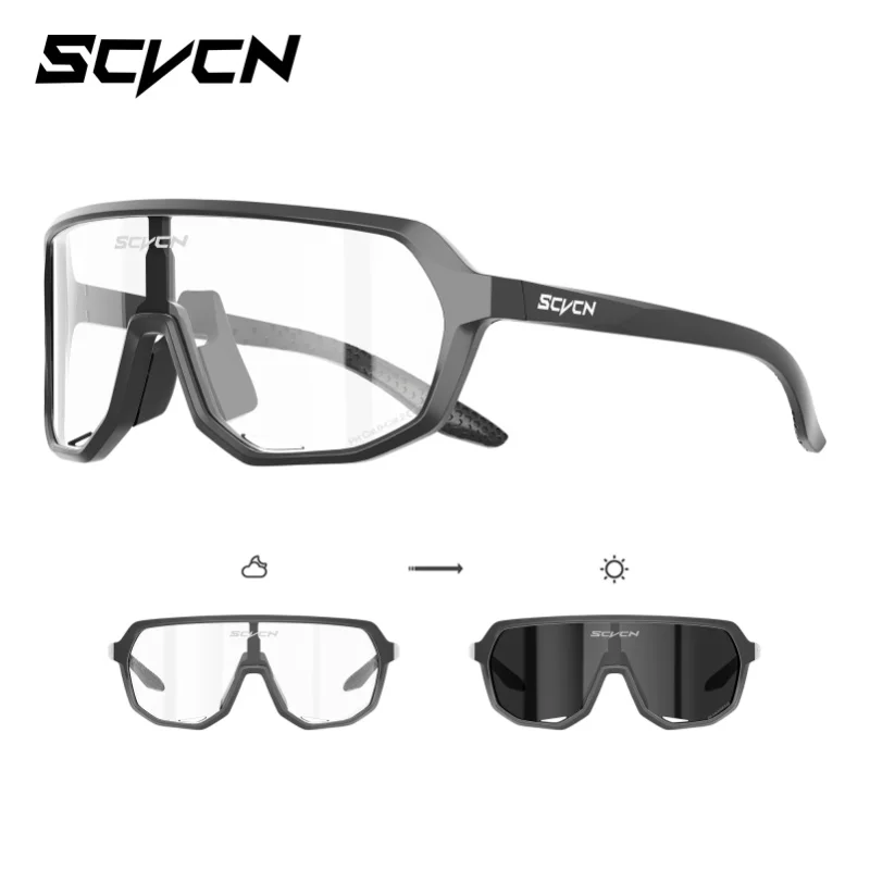 SCVCN Photochrome Fahrrad-Sonnenbrille für Herren, MTB-Rennrad-Brille, UV400, neue winddichte Sportbrille für Damen, Outdoor-Fahrrad-, Baseball- und Pickleball-Brille