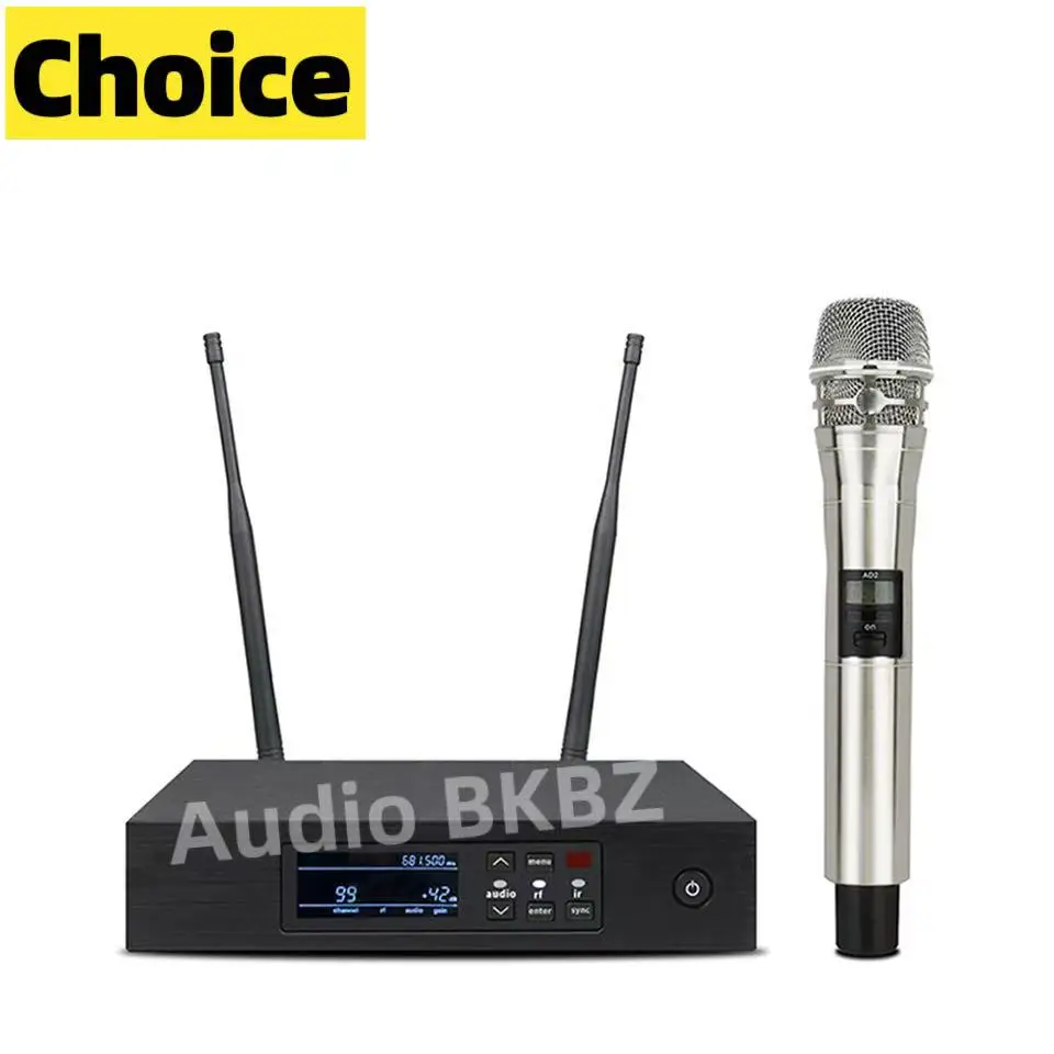 QLXD-KSM8 Silvery 600MHz  Wireless Microphone System UHF Metal Handheld Stage Performance Dynamics