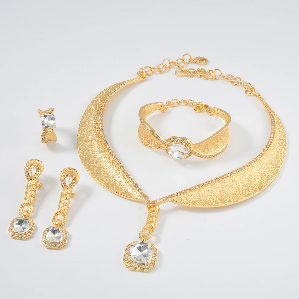 

4 шт. комплект, кулон из оксида циркония, ожерелье, браслет, серьги, комплект колец, Дубай, свадьба, невеста, женские ювелирные аксессуары, подарки