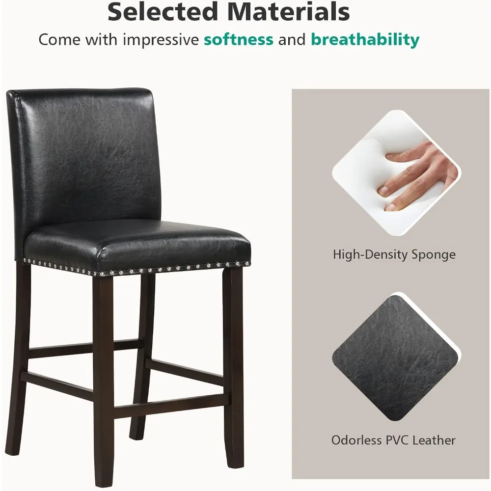 مجموعة من 4 مقاعد بار بارتفاع من الجلد PVC مقاس 25.5 من COSTWAY لجزيرة المطبخ وتناول الطعام