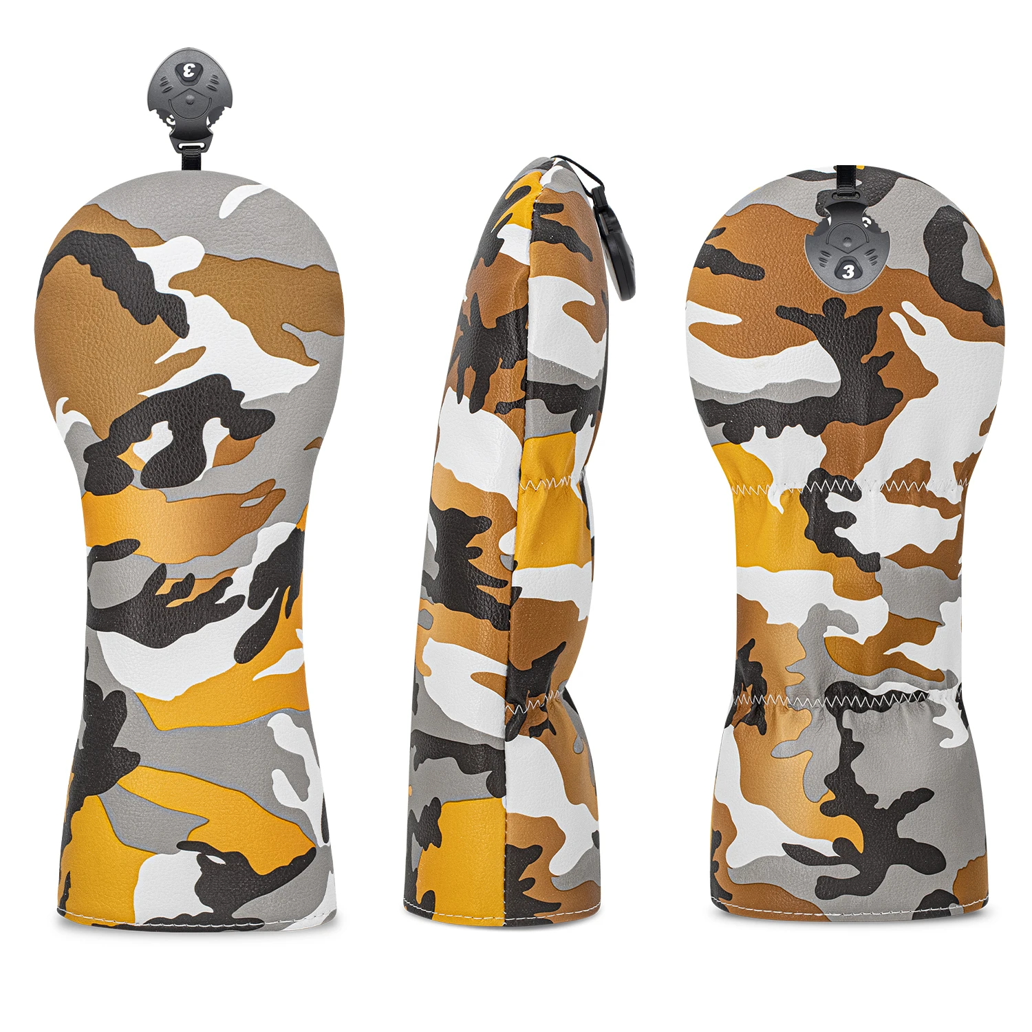 غطاء حماية للجولف بتصميم متطابق باللون الرمادي الأصفر، نمط مموه عشوائي، غطاء رأس جولف عصري، إكسسوارات جولف