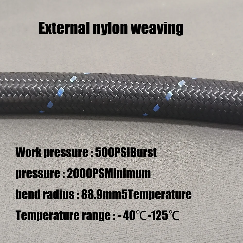 1M Nylon woven fuel hose Oil Gas Cooler Hose  Stainless Steel Braided Inside CPE Rubber The model has AN4/6/8/10/12/16/20