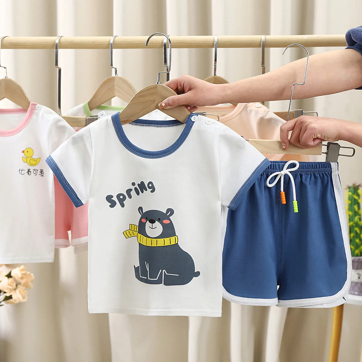 

Kids Girls Boys Clothing Sets Summer Baby Clothes Suits Short Sleeve T-Shirt Pant Dress 2Pcs Toddler Infants Casual Tracksuits