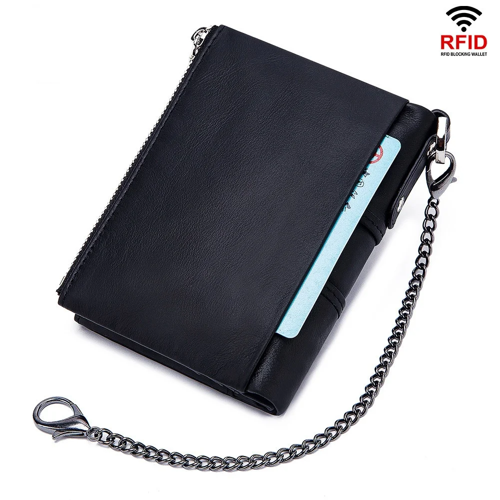 UKF Genuine Leather Men's Wallet Premium Product Real Cowhide Wallets For Man RFID Short Wallet Portefeuille Homme Short Purses